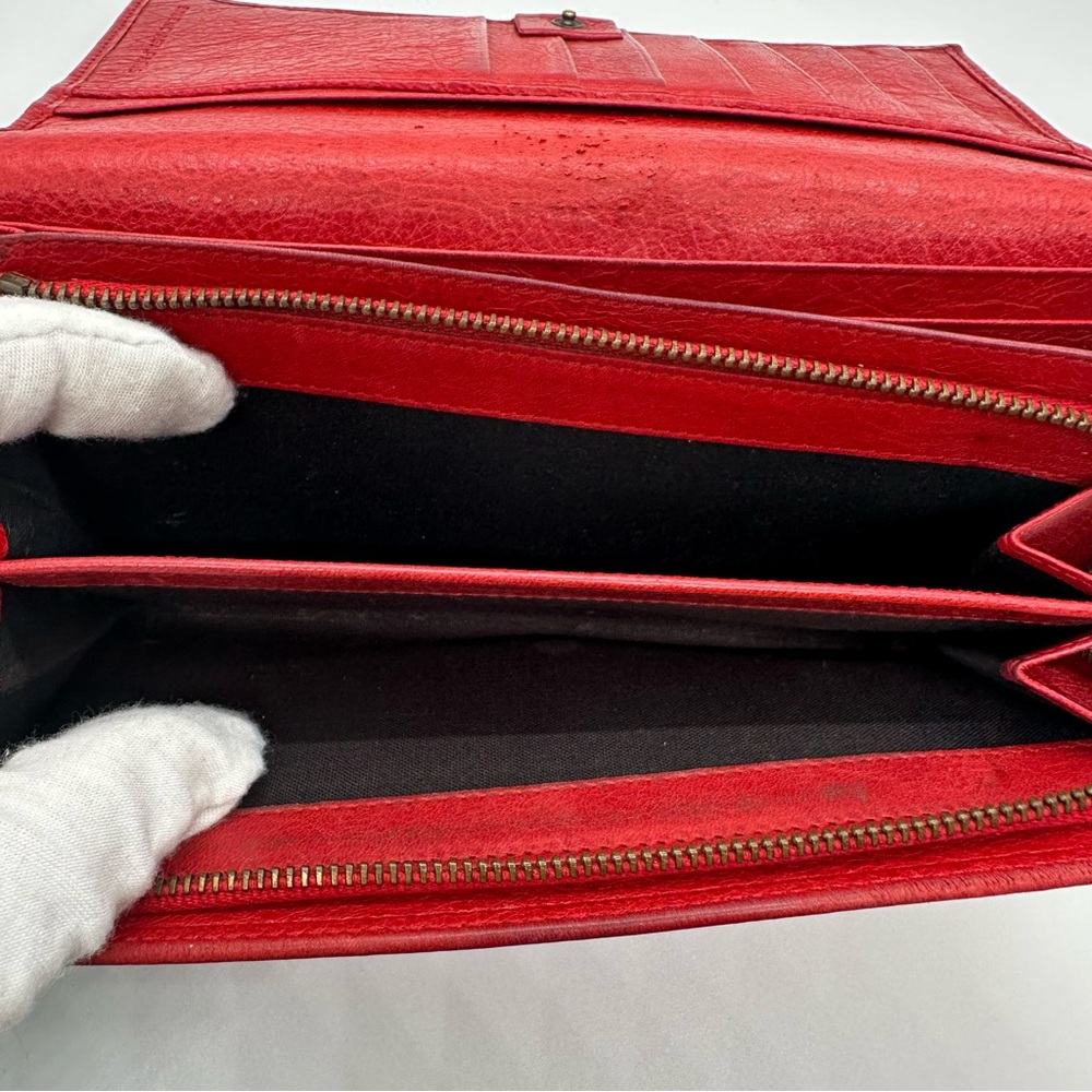 Balenciaga | Red Agneau Classic Hardware Money Long Continental Wallet - Picture 7 of 13